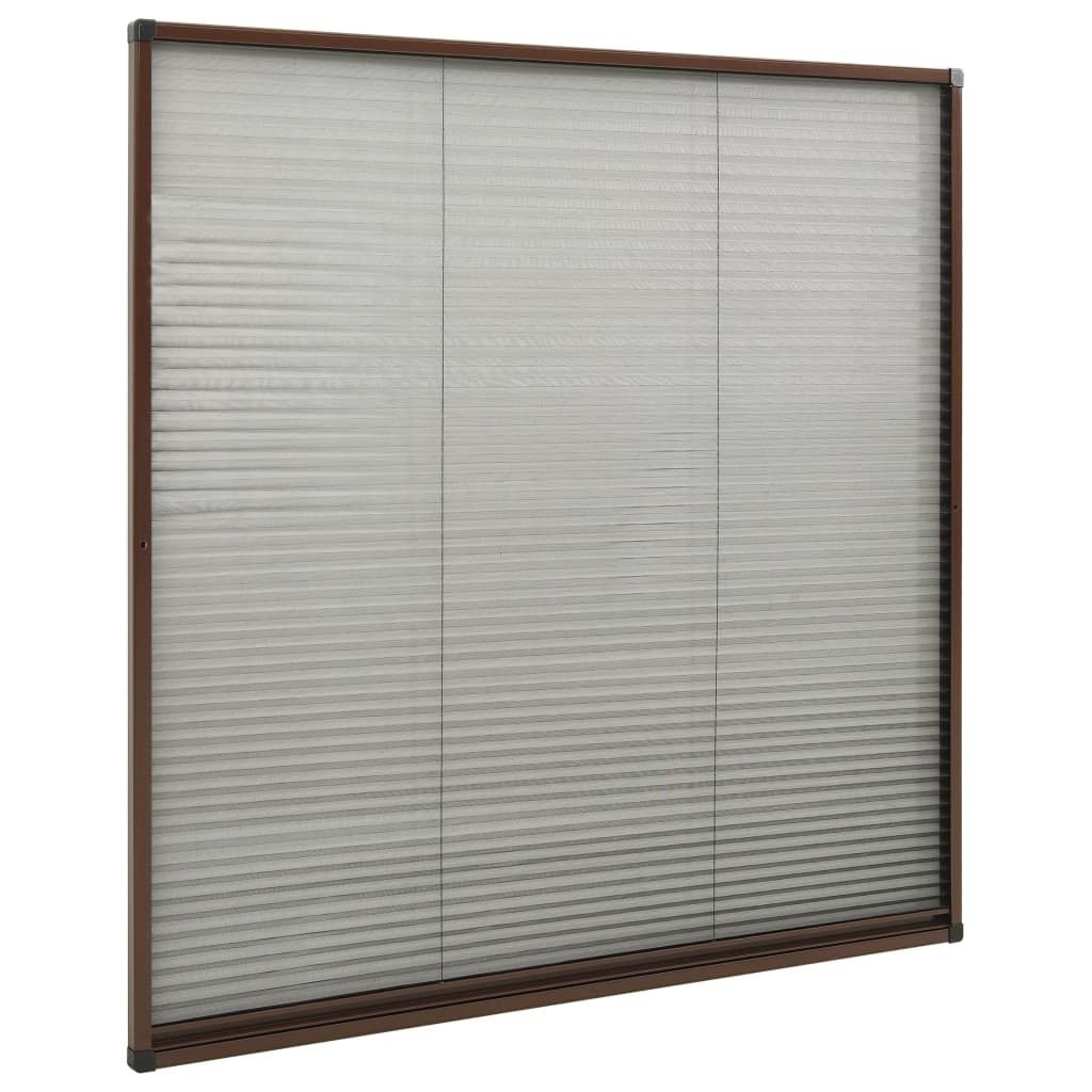 plisseret insektnet til vinduer aluminium 120x120 cm brun