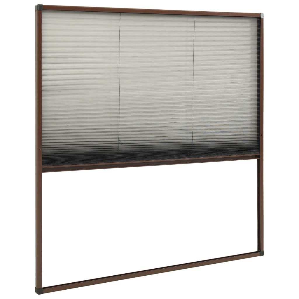 plisseret insektnet til vinduer aluminium 120x120 cm brun