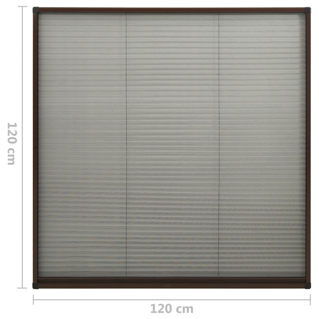 plisseret insektnet til vinduer aluminium 120x120 cm brun