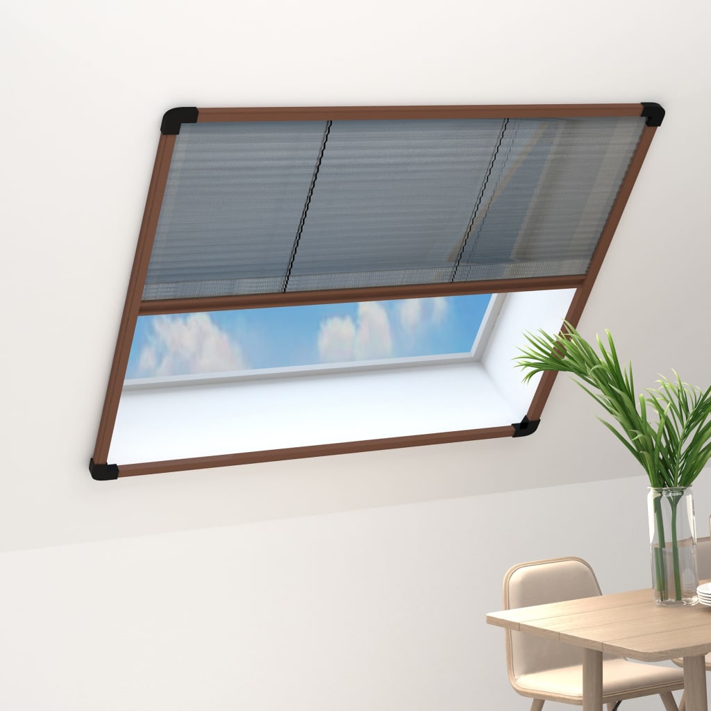 plisseret insektnet til vinduer aluminium 120x120 cm brun