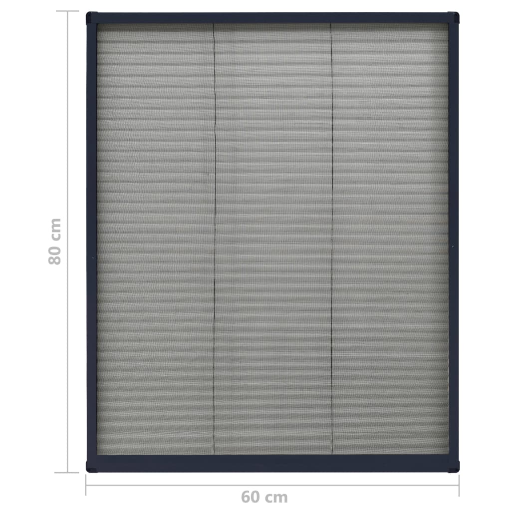 plisseret insektnet til vinduer 60x80 cm aluminium antracitgrå