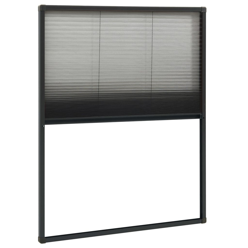 plisseret insektnet til vinduer 80x100 cm aluminium antracitgrå