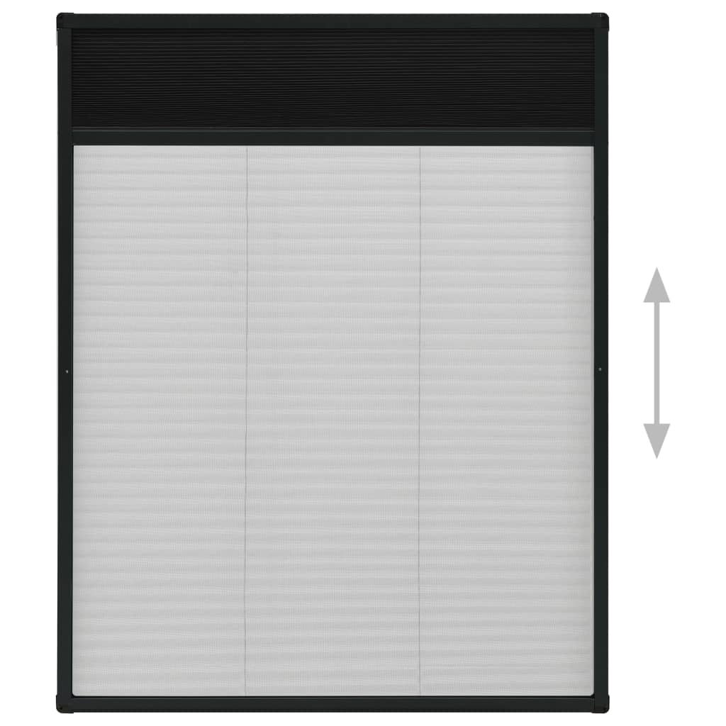 plisseret insektnet til vinduer 80x100 cm aluminium antracitgrå