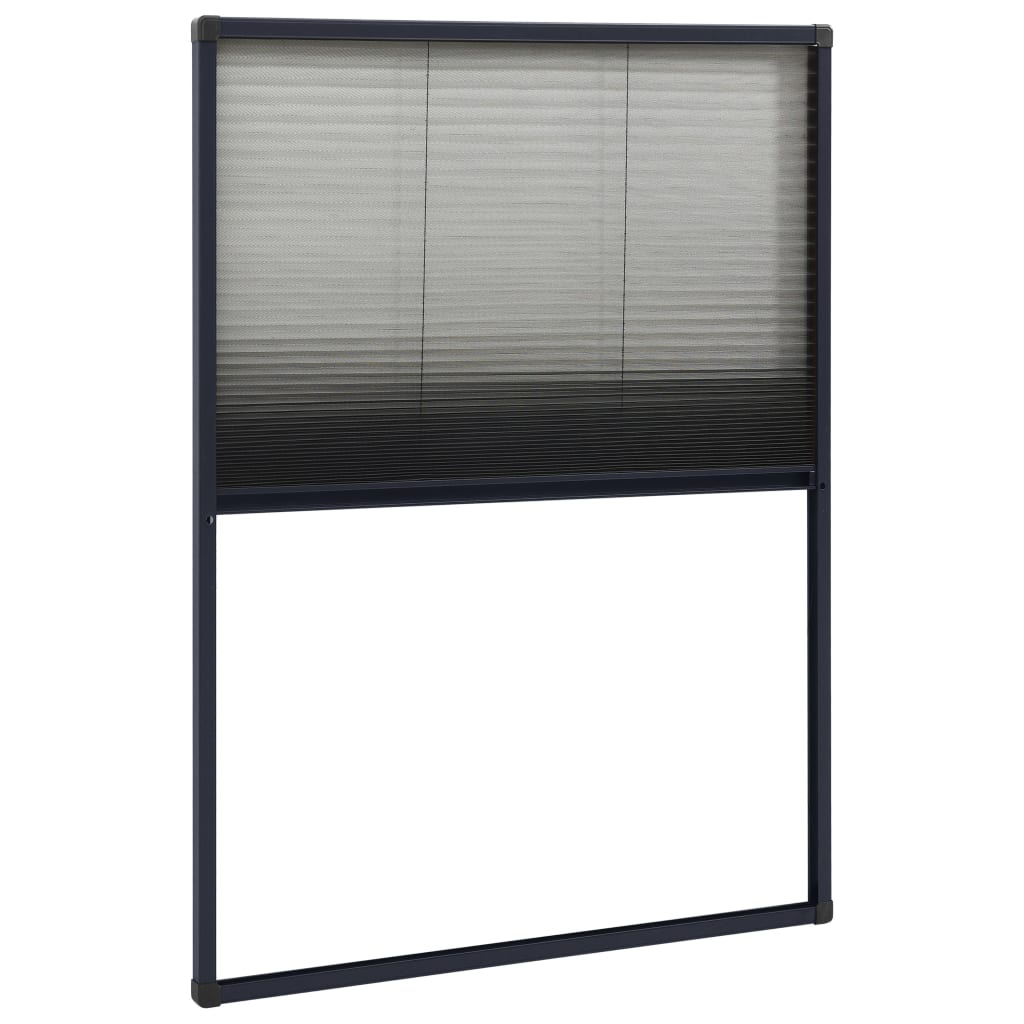 plisseret insektnet til vinduer 80x120 cm aluminium antracitgrå