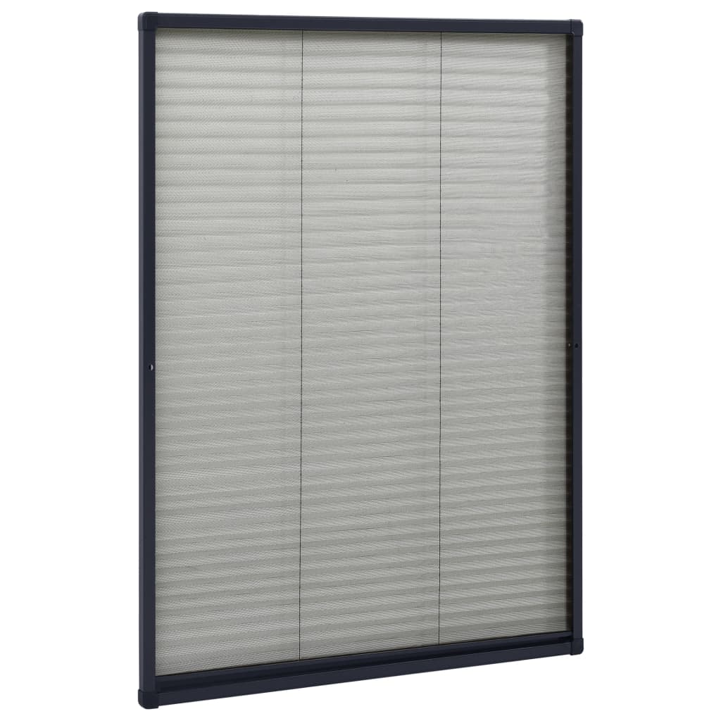 plisseret insektnet til vinduer 80x120 cm aluminium antracitgrå