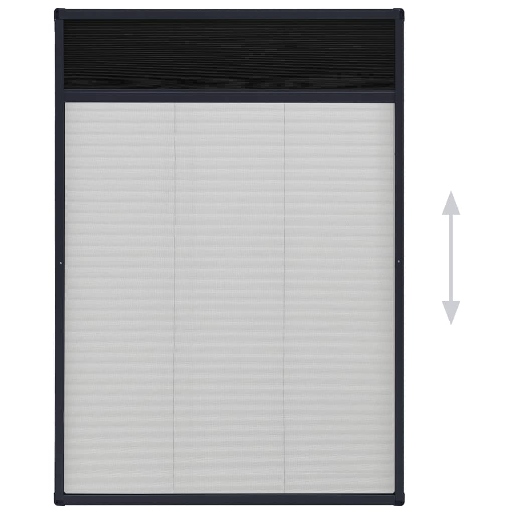 plisseret insektnet til vinduer 80x120 cm aluminium antracitgrå