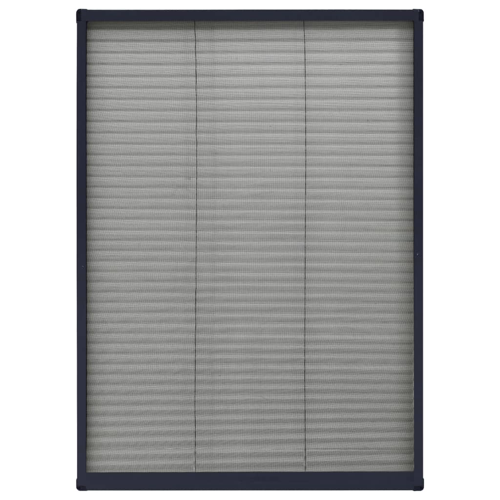 plisseret insektnet til vinduer 80x120 cm aluminium antracitgrå