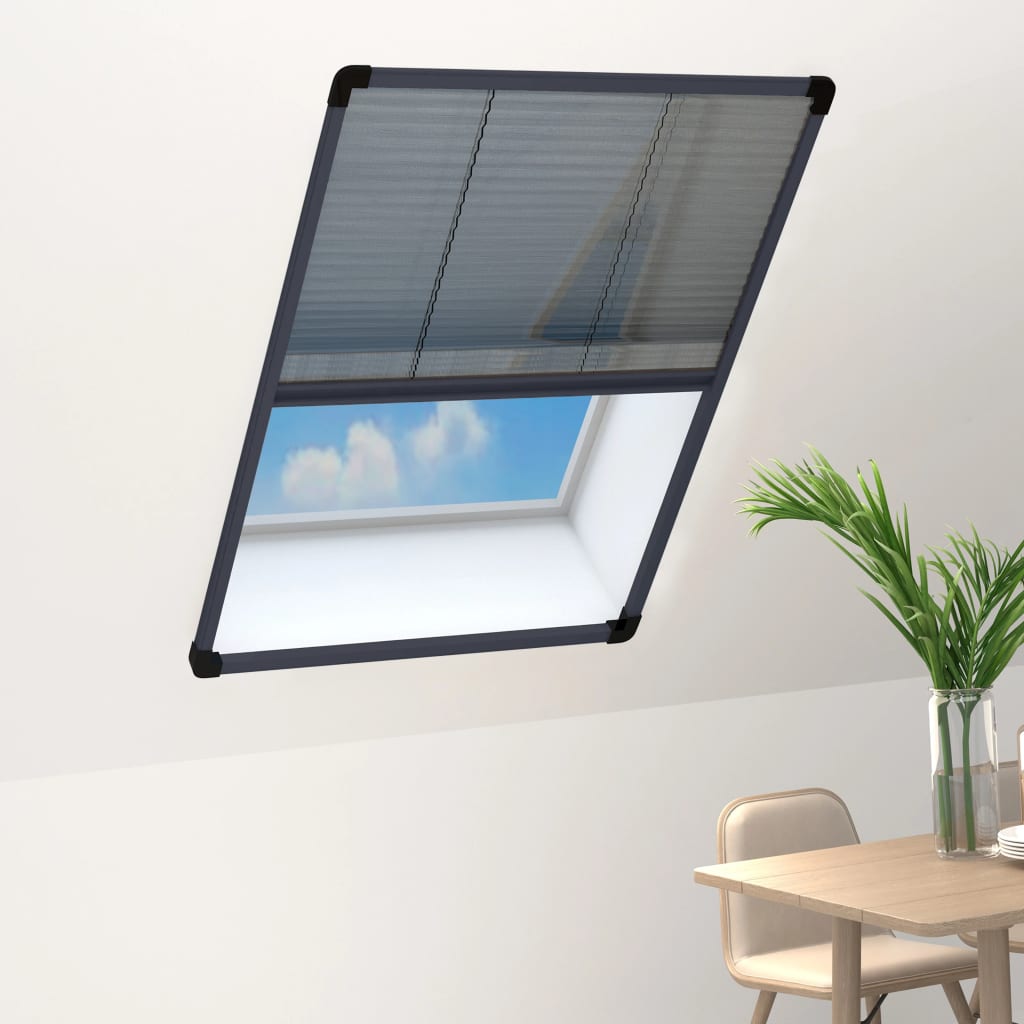 plisseret insektnet til vinduer 80x120 cm aluminium antracitgrå