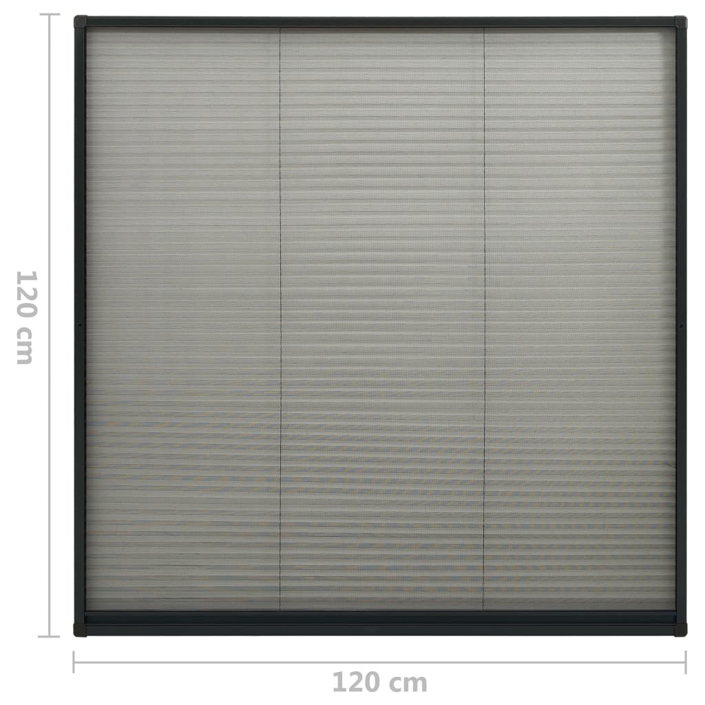 plisseret insektnet til vinduer 120x120 cm aluminium antracit