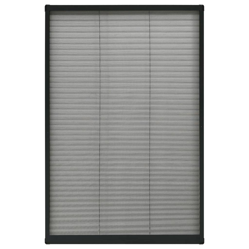 plisseret insektnet til vinduer 80x160 cm aluminium antracitgrå