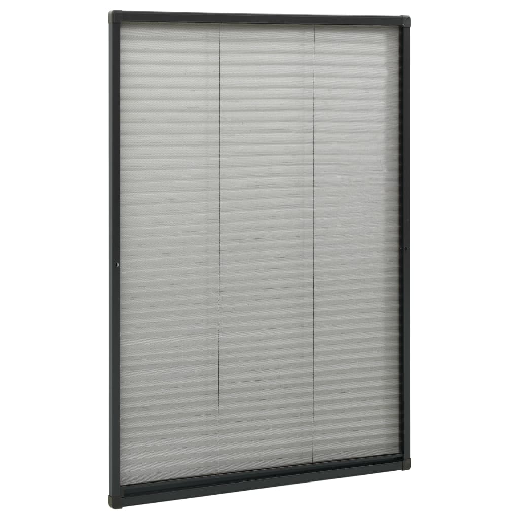 plisseret insektnet til vinduer 80x160 cm aluminium antracitgrå