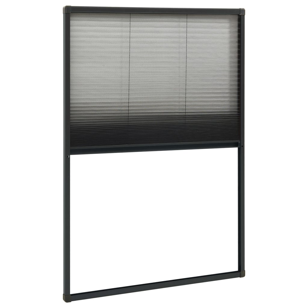 plisseret insektnet til vinduer 80x160 cm aluminium antracitgrå