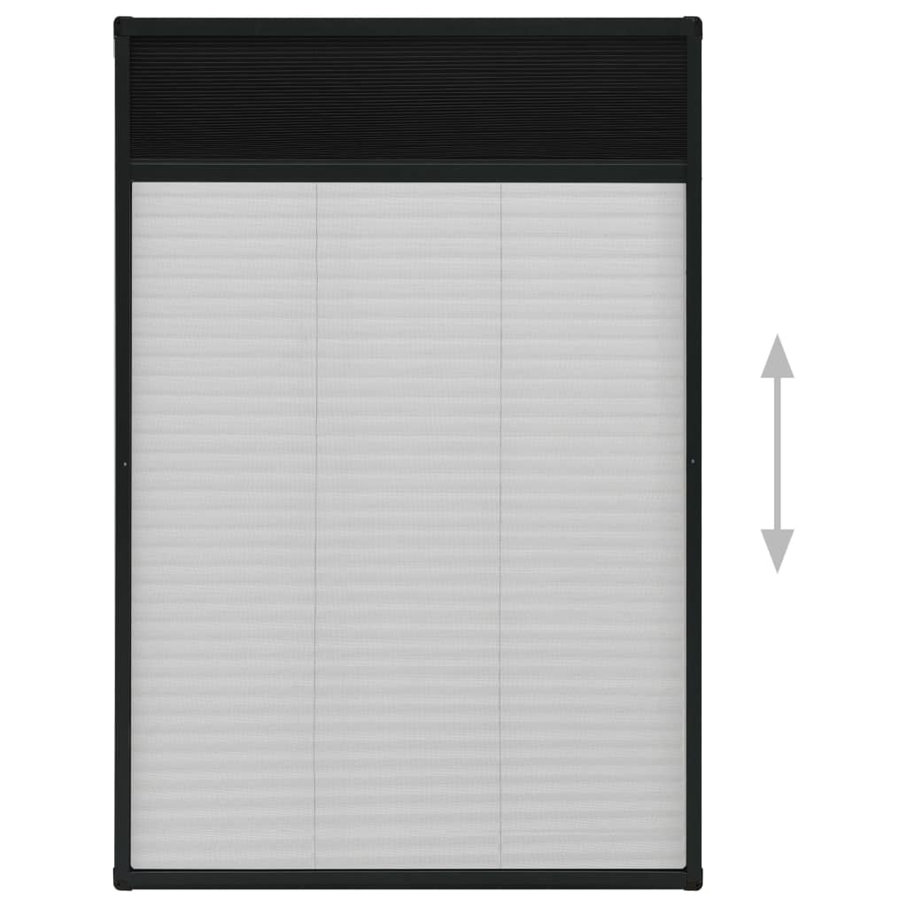 plisseret insektnet til vinduer 80x160 cm aluminium antracitgrå