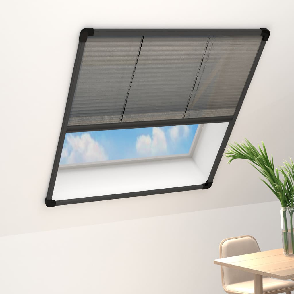 plisseret insektnet til vinduer 80x160 cm aluminium antracitgrå