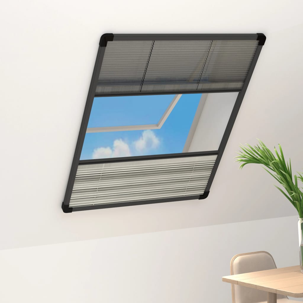 plisseret insektnet til vinduer aluminium 60x80 cm med skygge