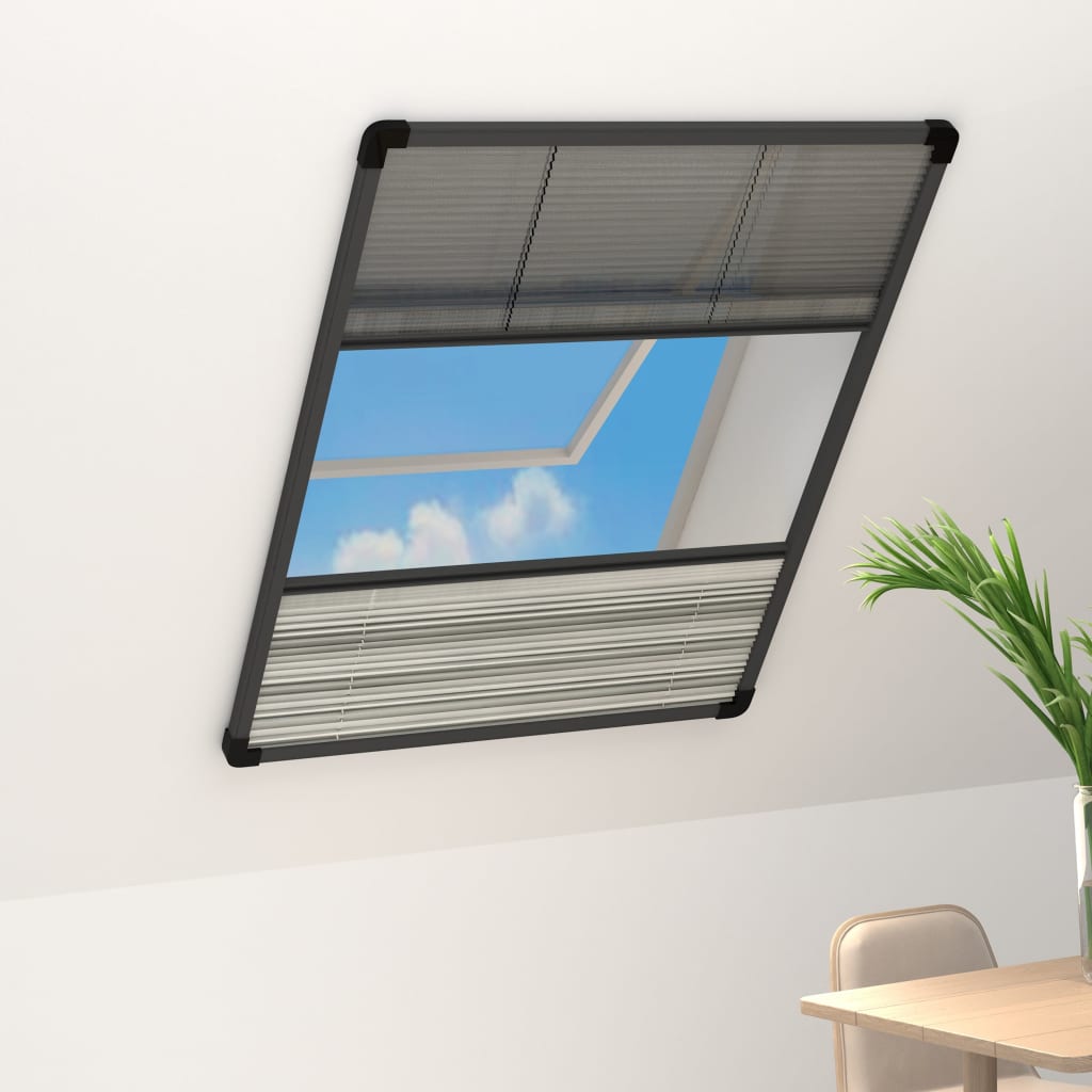 plisseret insektnet til vinduer 80x120 cm afskygning aluminium