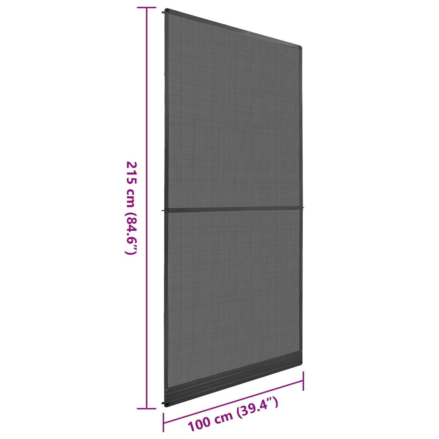 Svingbart insektnet Anthracit og sort 100 x 215 cm