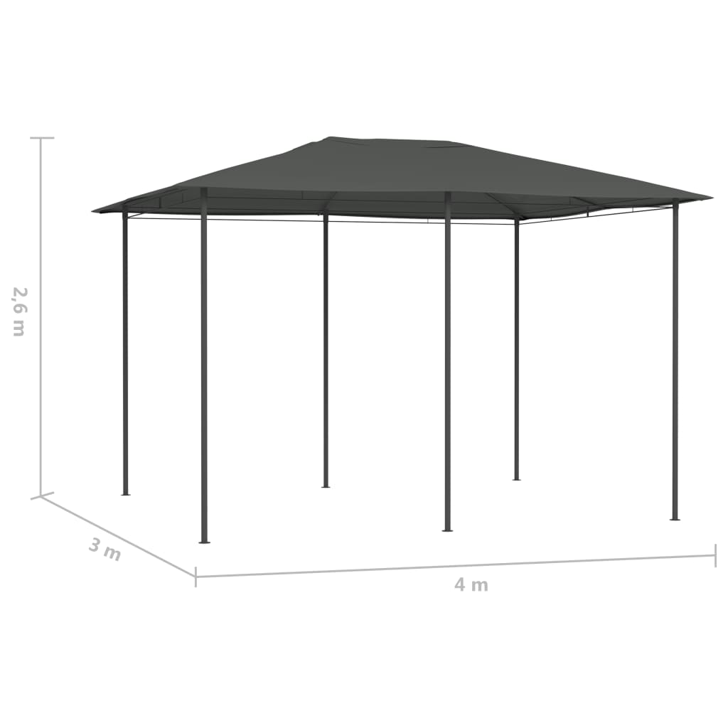 pavillon 3x4x2,6 m 160 g/m² antracitgrå