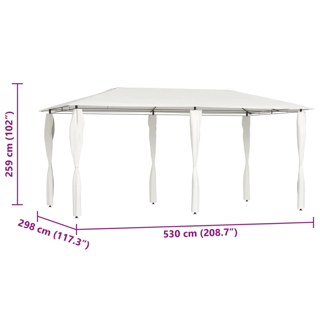 pavillon med stolpeovertræk 2,98x5,3x2,59m 160 g/m² cremefarvet