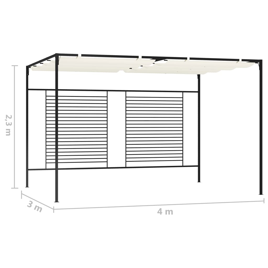 havepavillon med udtrækkeligt tag 3x4x2,3 m 180 g/m² creme