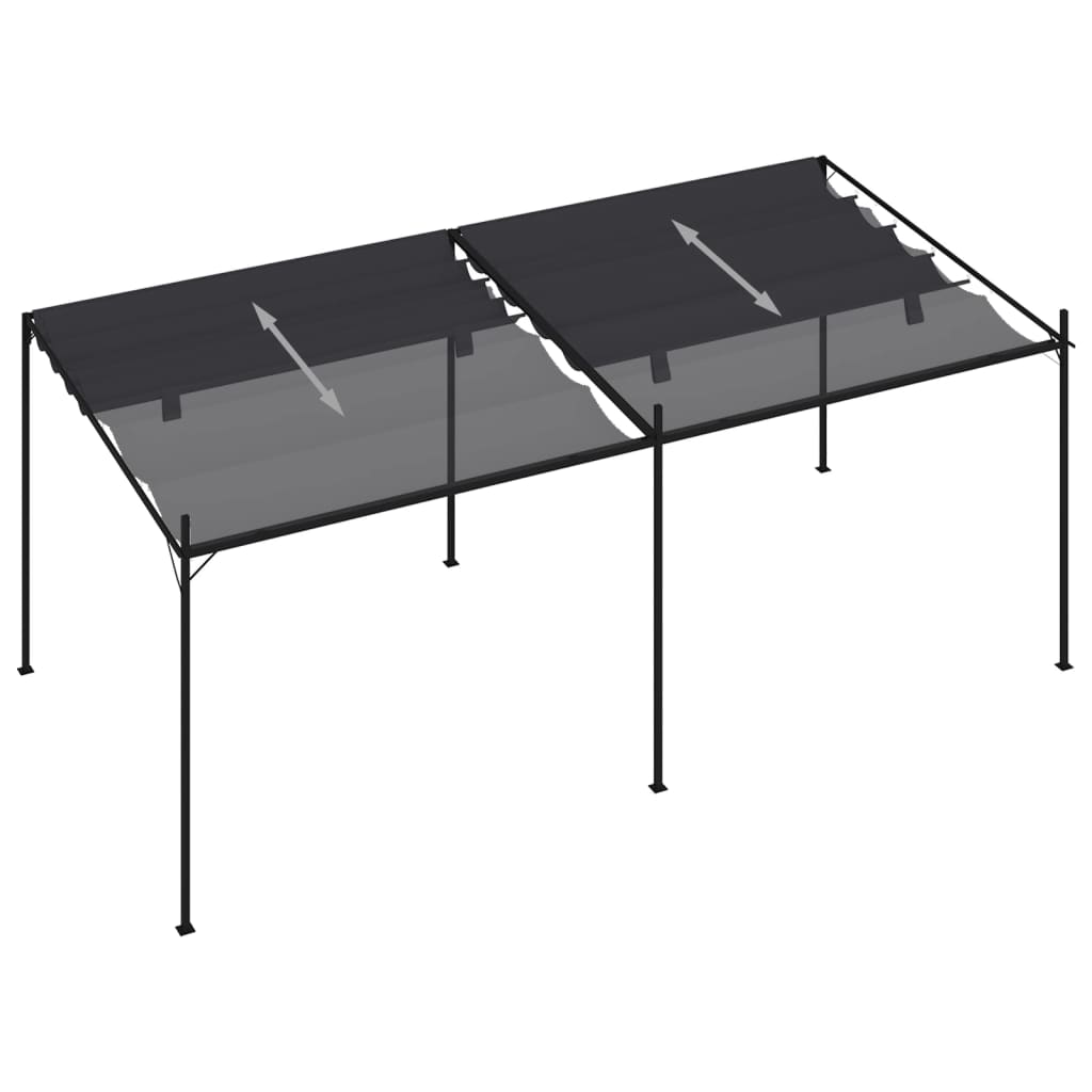 havepavillon med udtrækkeligt tag 600x300x233 cm antracitgrå