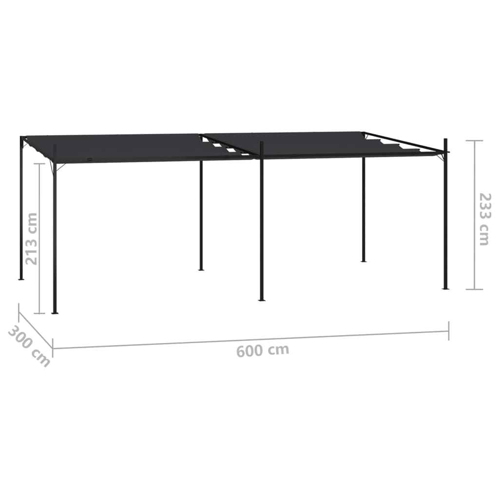 havepavillon med udtrækkeligt tag 600x300x233 cm antracitgrå
