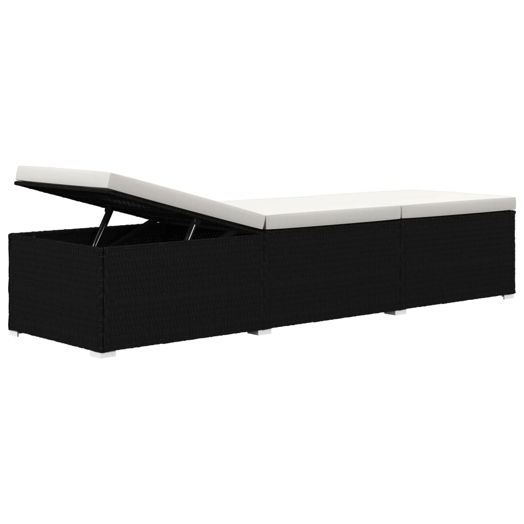 liggestole 3 dele med tebord polyrattan sort