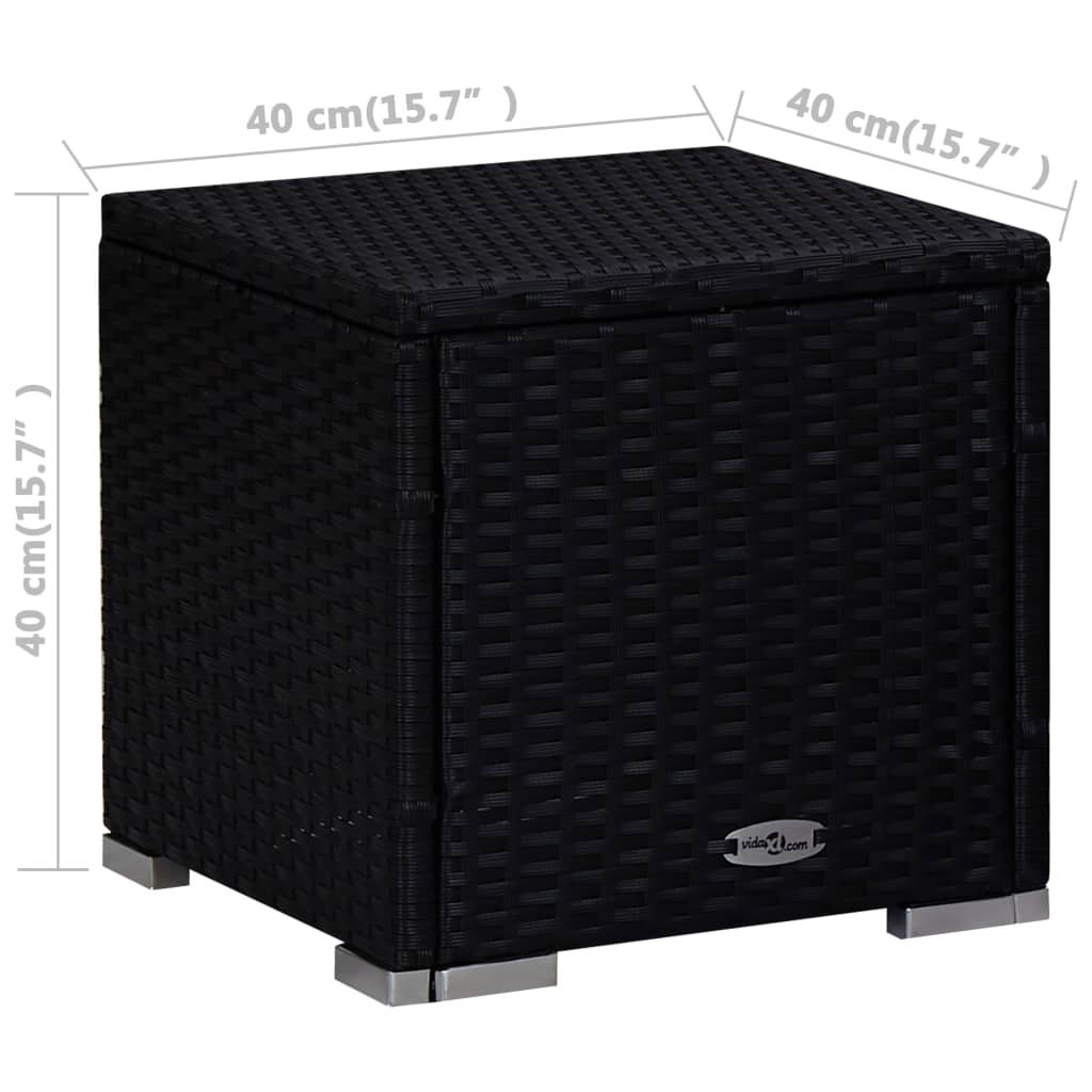 liggestole med tebord 3 dele polyrattan sort