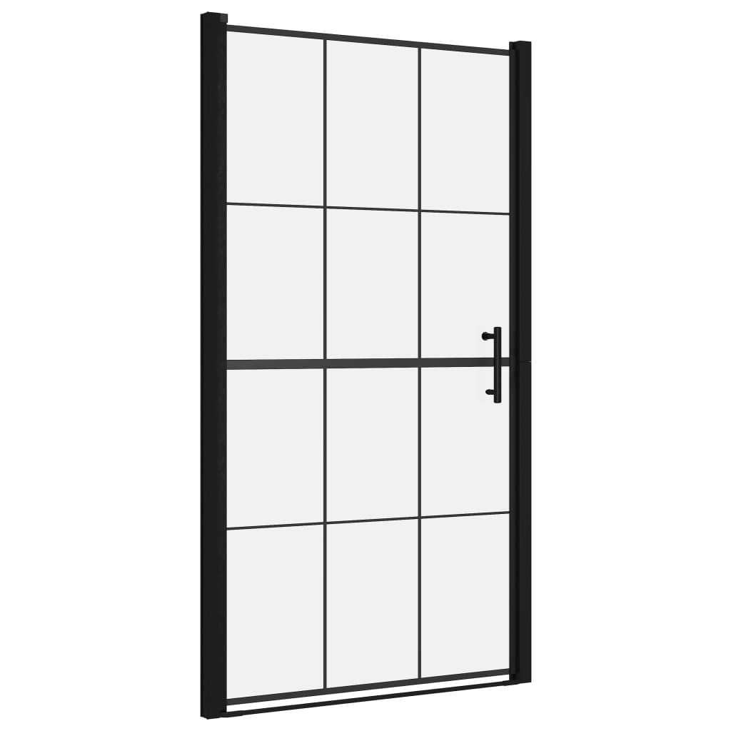 brusedør 100x178 cm hærdet glas sort