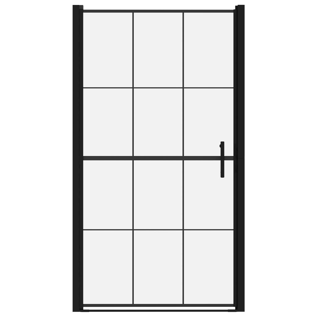 brusedør 100x178 cm hærdet glas sort