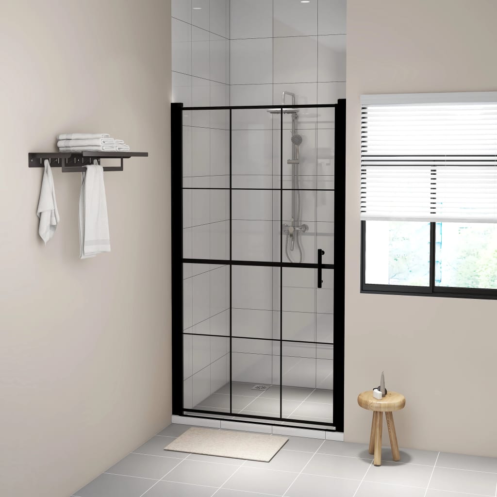 brusedør 100x178 cm hærdet glas sort