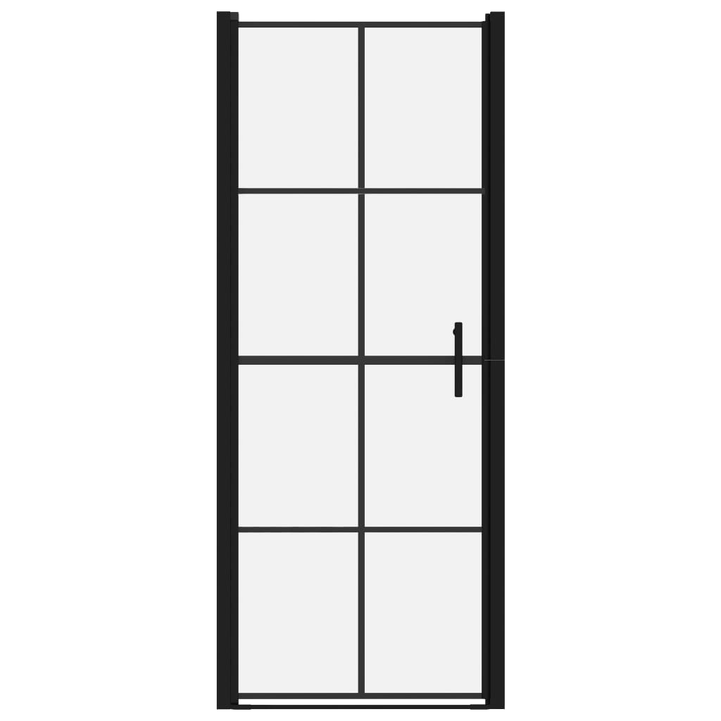 brusedør 81x195 cm hærdet glas sort