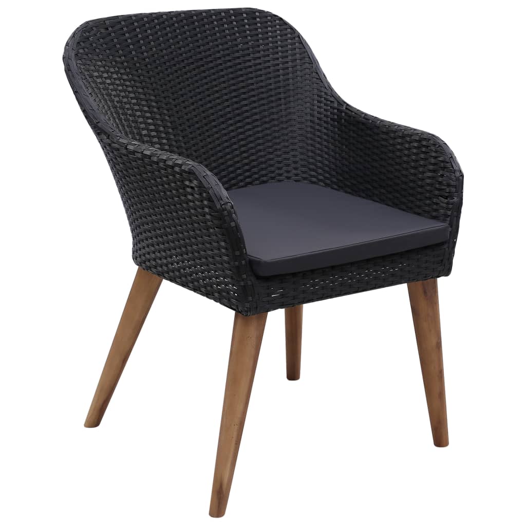 udendørs spisebordssæt 9 dele med hynder polyrattan sort