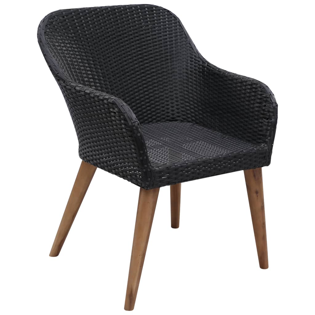 udendørs spisebordssæt 9 dele med hynder polyrattan sort