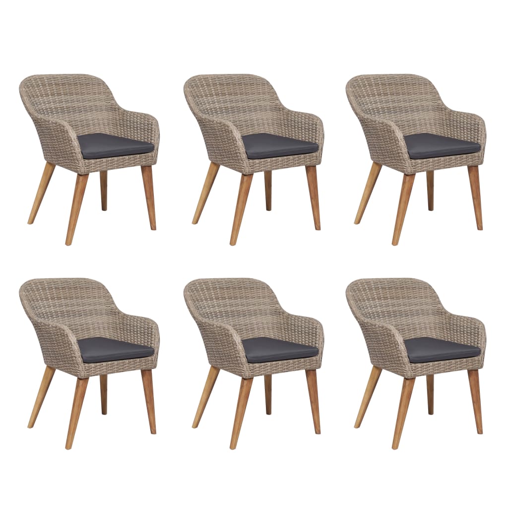 udendørs spisebordssæt 7 dele med hynder polyrattan