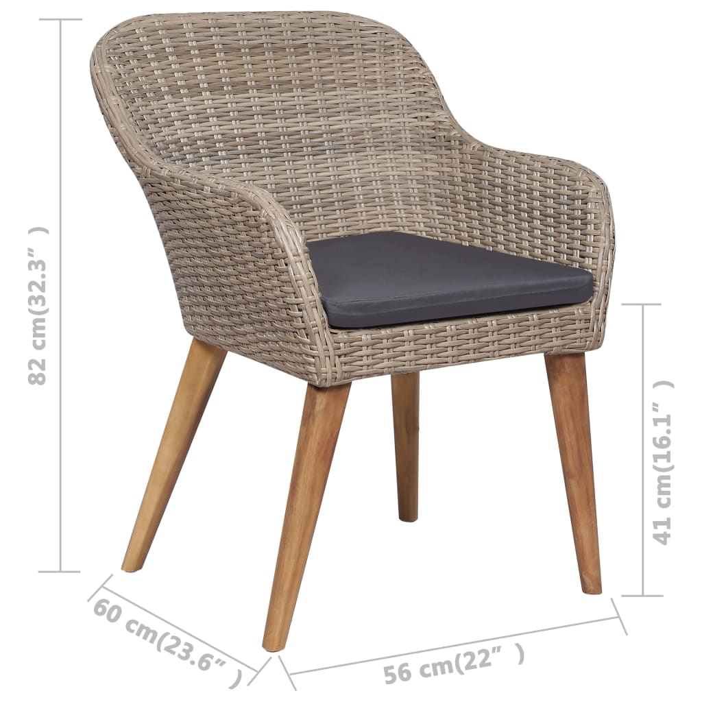 udendørs spisebordssæt 9 dele med hynder polyrattan