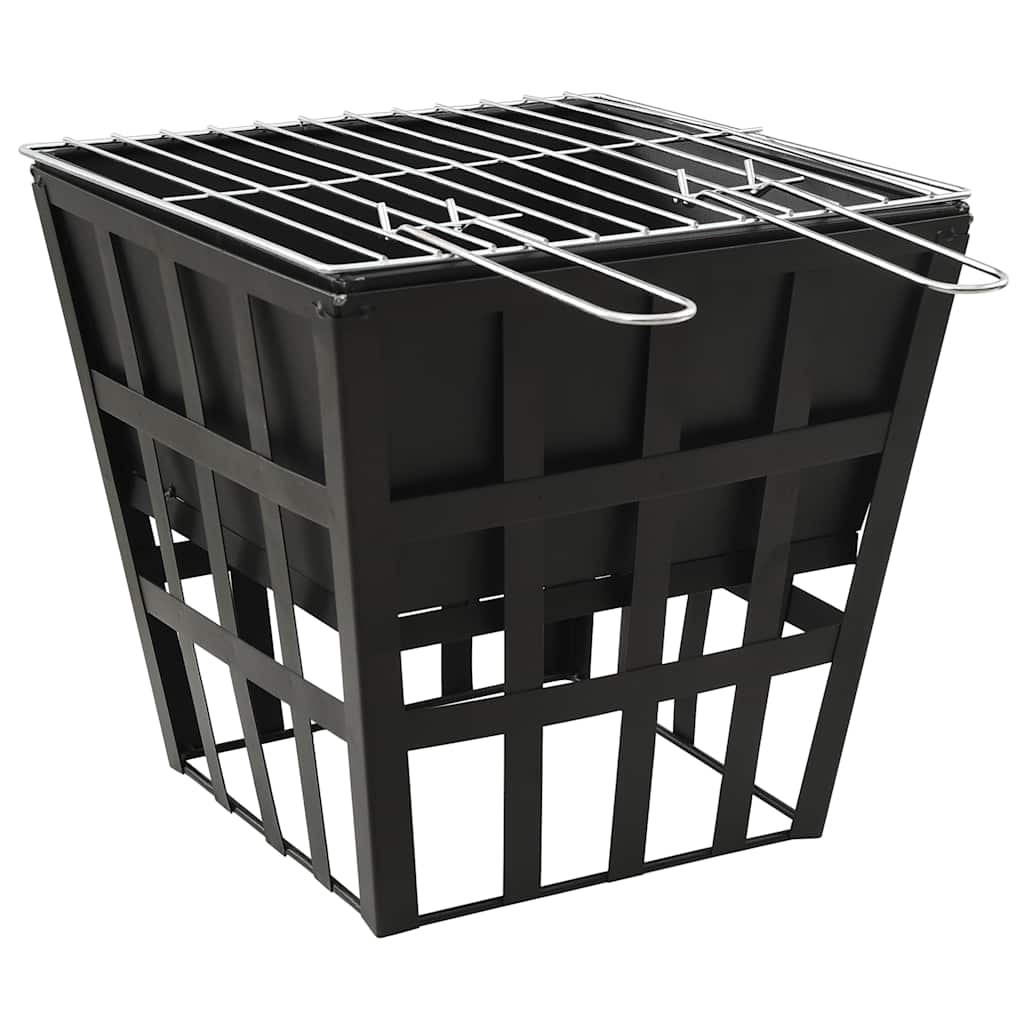 2-i-1 bålfad og grill 34x34x48 cm stål