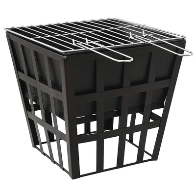 2-i-1 bålfad og grill 34x34x48 cm stål
