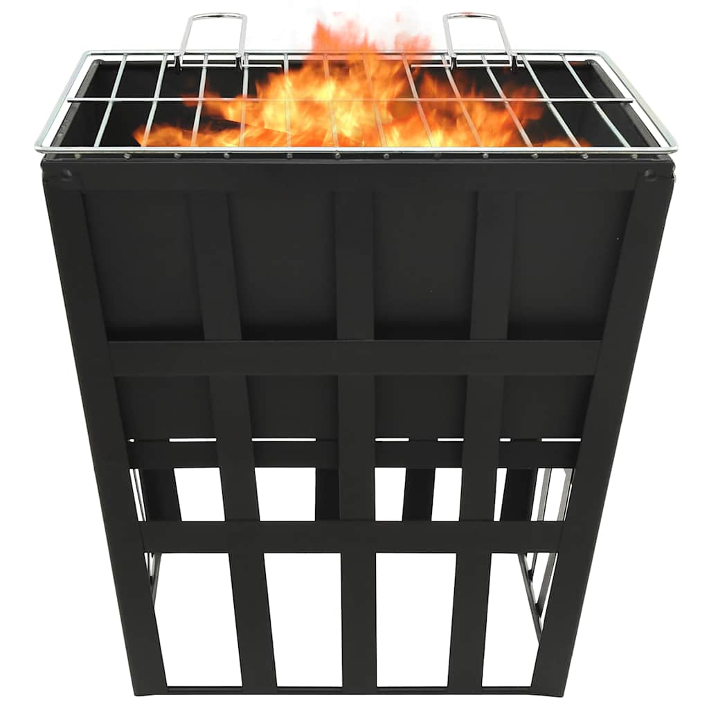 2-i-1 bålfad og grill 34x34x48 cm stål