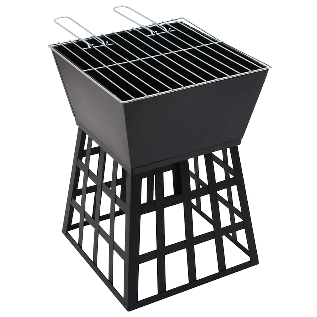 2-i-1 bålfad og grill 34x34x48 cm stål