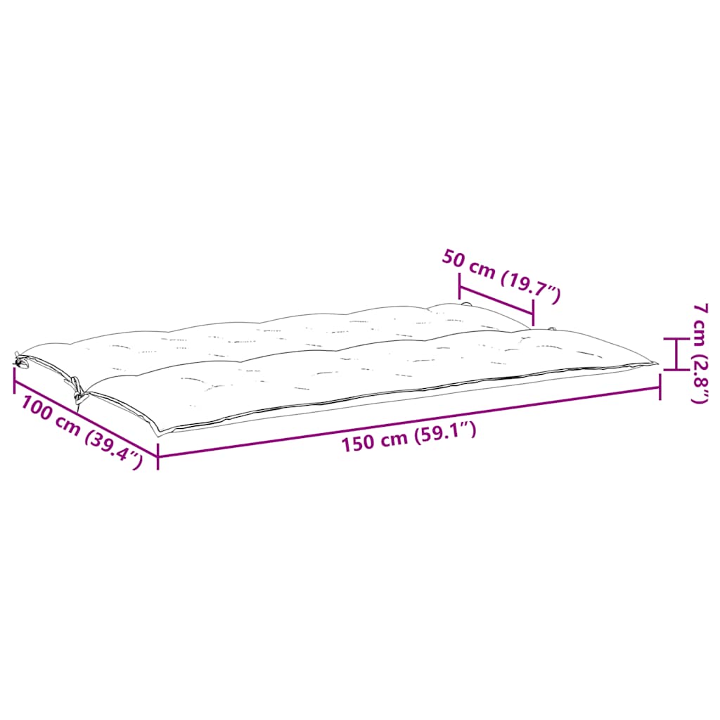 hynde til havebænk 150x(50+50)x7 cm oxfordstof gråbrun