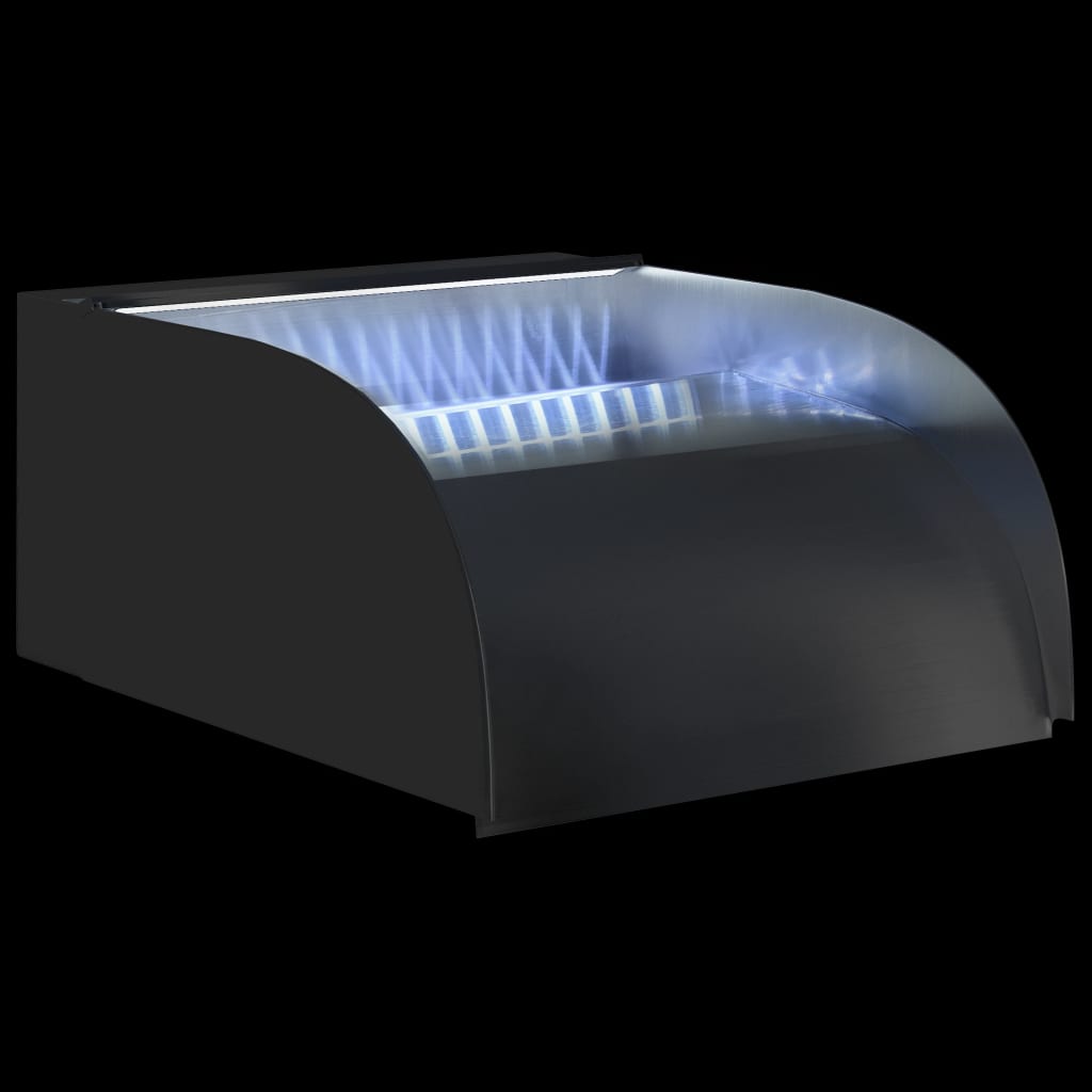 havespringvand med LED-lys 30x34x14 cm rustfrit stål 304