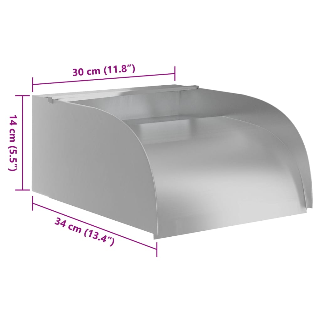 havespringvand med LED-lys 30x34x14 cm rustfrit stål 304