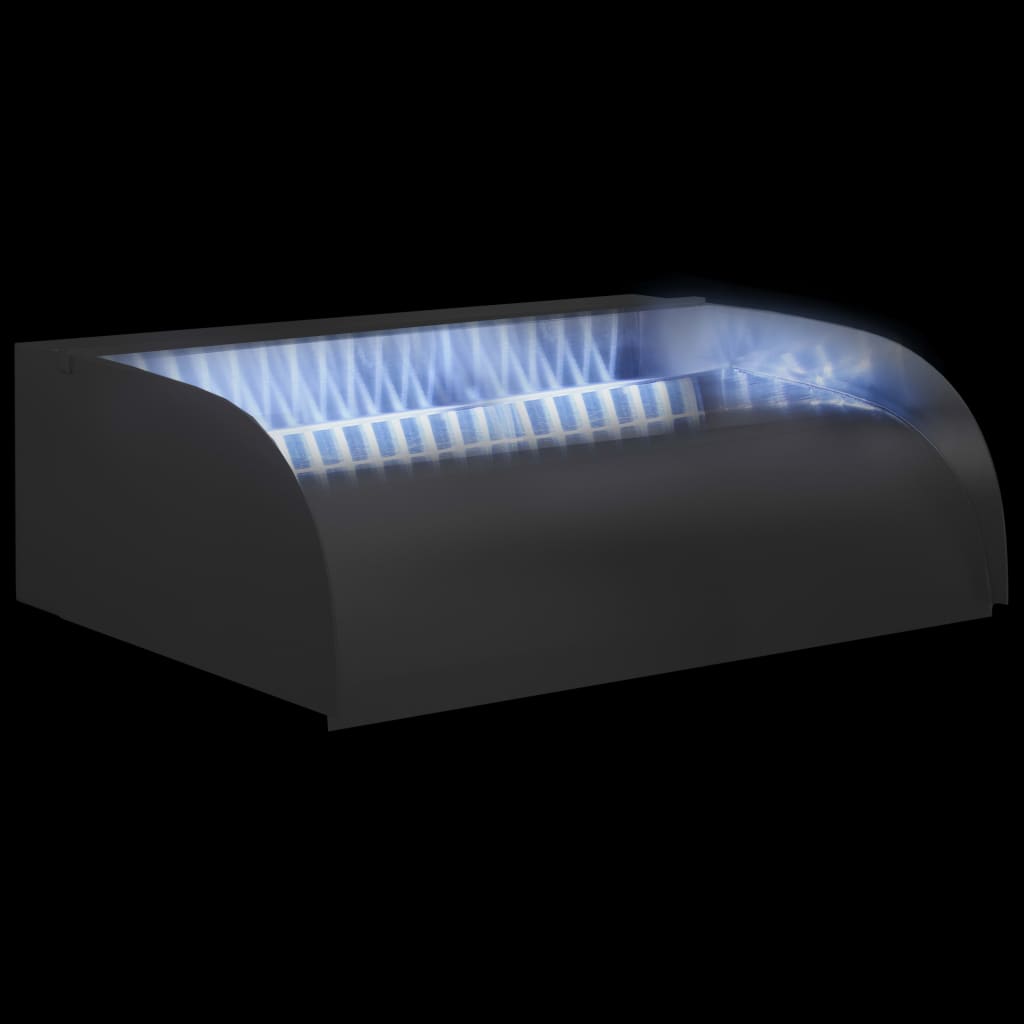 havespringvand med LED-lys 45x34x14 cm rustfrit stål 304