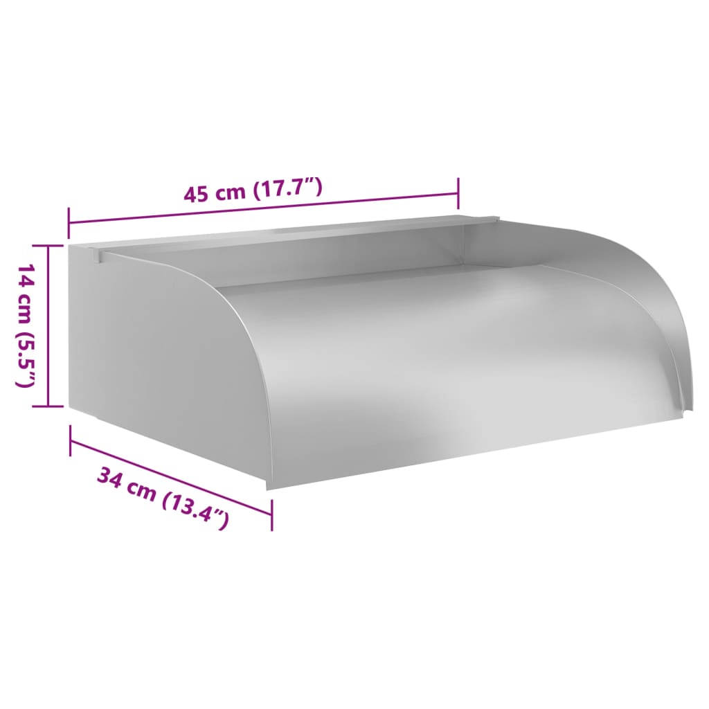 havespringvand med LED-lys 45x34x14 cm rustfrit stål 304