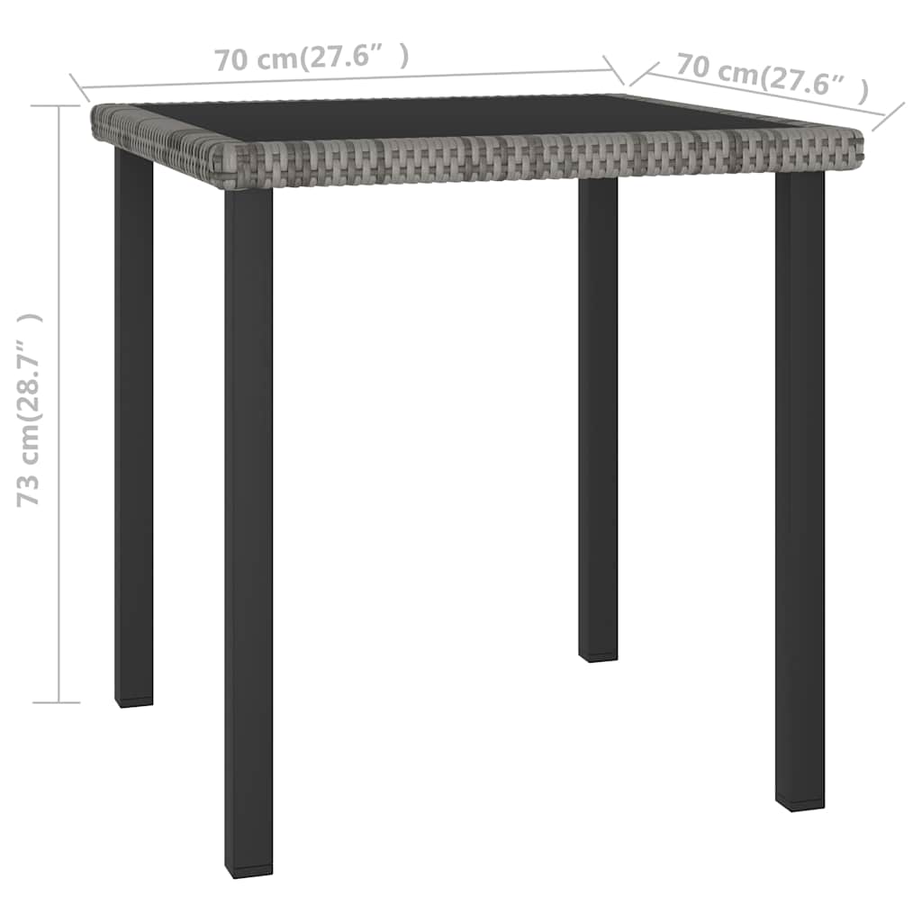 havebord 70x70x73 cm polyrattan grå