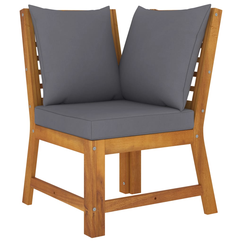 loungesæt til haven 6 dele med hynde massivt akacietræ