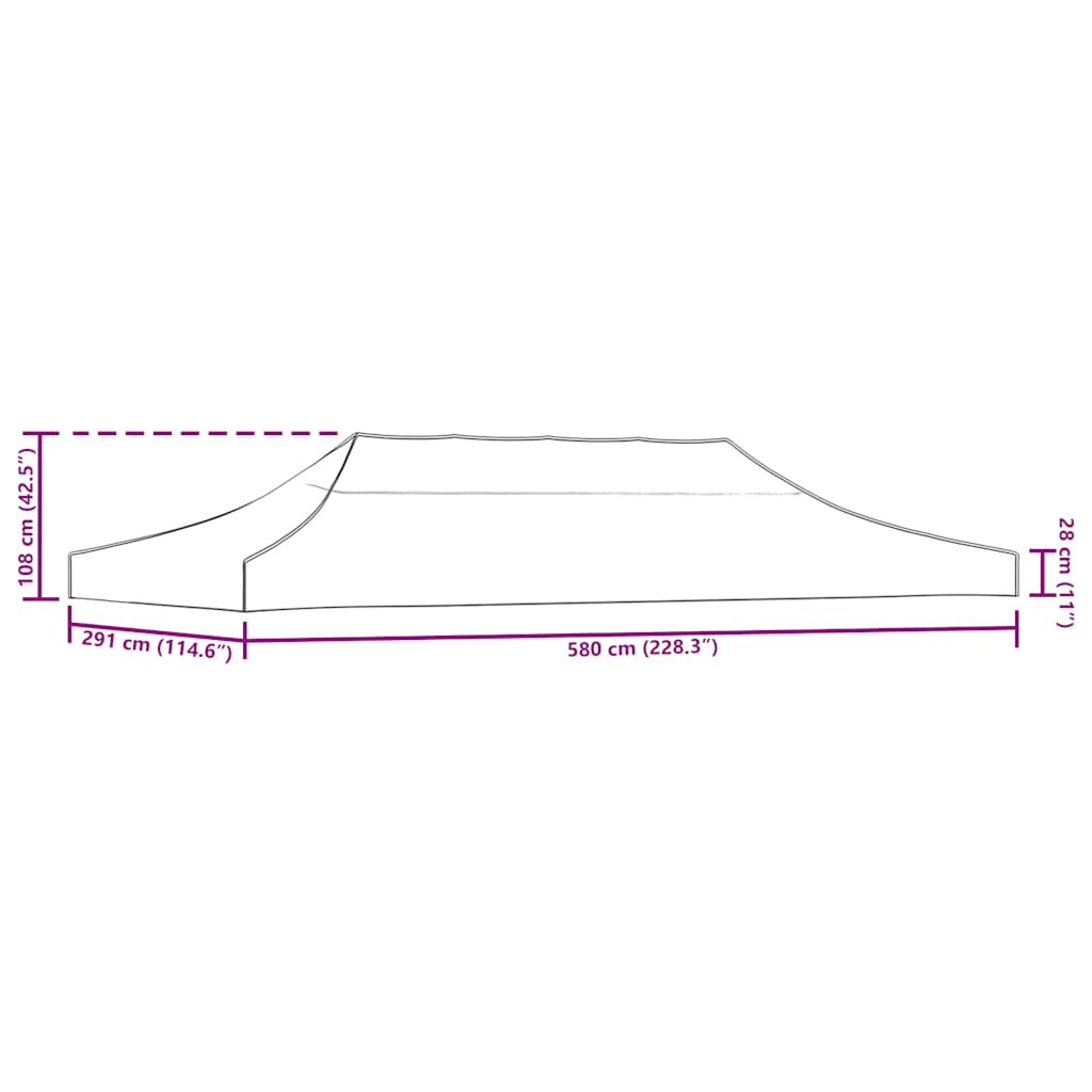 tag til festtelt 6x3 m 270 g/m² bordeauxfarvet