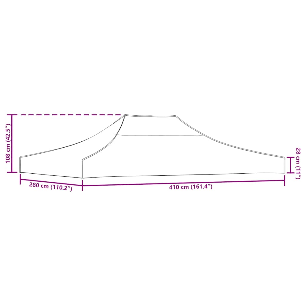 tag til festtelt 4x3 m 270 g/m² gråbrun