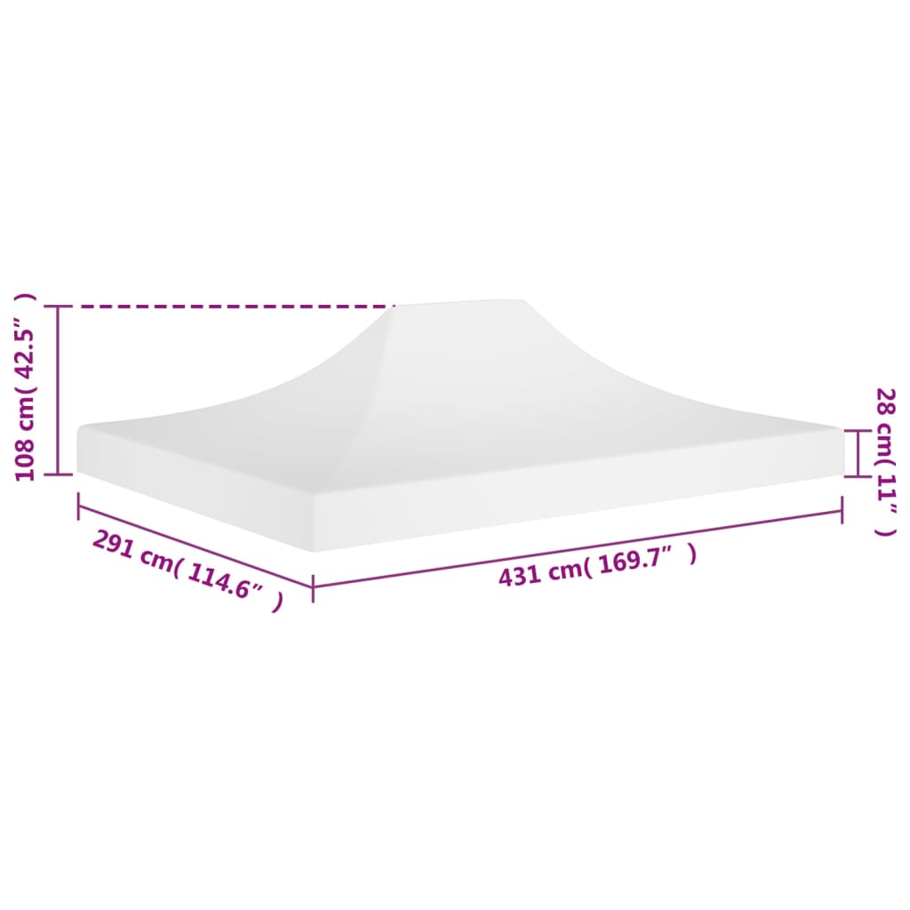 tag til festtelt 4,5x3 m 270 g/m² hvid